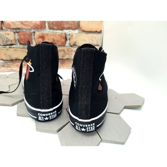Rare Miami Heat‎ Converse Chuck Taylor Hi Ctas Sneakers Men Sz 12 NBA Black Red